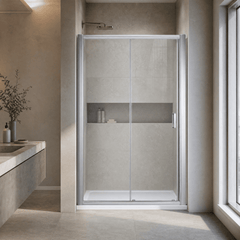 [BELUSL12-E8] Ellenhall 8mm Toughened Safety Glass Sliding Shower Door, 1900mm Height - Choice of Size and Finish - Lifestyle 1