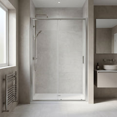 [BELUSL12-E8] Ellenhall 8mm Toughened Safety Glass Sliding Shower Door, 1900mm Height - Choice of Size and Finish - Lifestyle 3