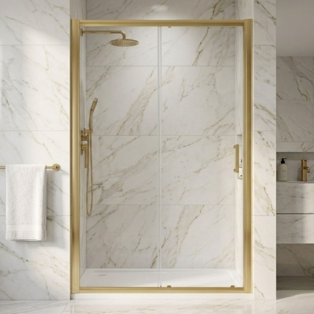 [BELUSL12BB-E8] Ellenhall 8mm Toughened Safety Glass Sliding Shower Door, 1900mm Height - Choice of Size and Finish - Silo