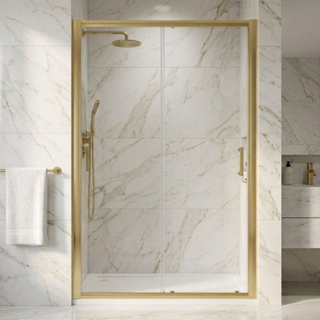 [BELUSL12BB-E8] Ellenhall 8mm Toughened Safety Glass Sliding Shower Door, 1900mm Height - Choice of Size and Finish - Silo