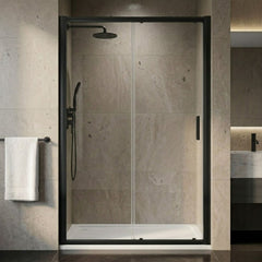 [BELUSL12BP-E8] Ellenhall 8mm Toughened Safety Glass Sliding Shower Door, 1900mm Height - Choice of Size and Finish - Silo