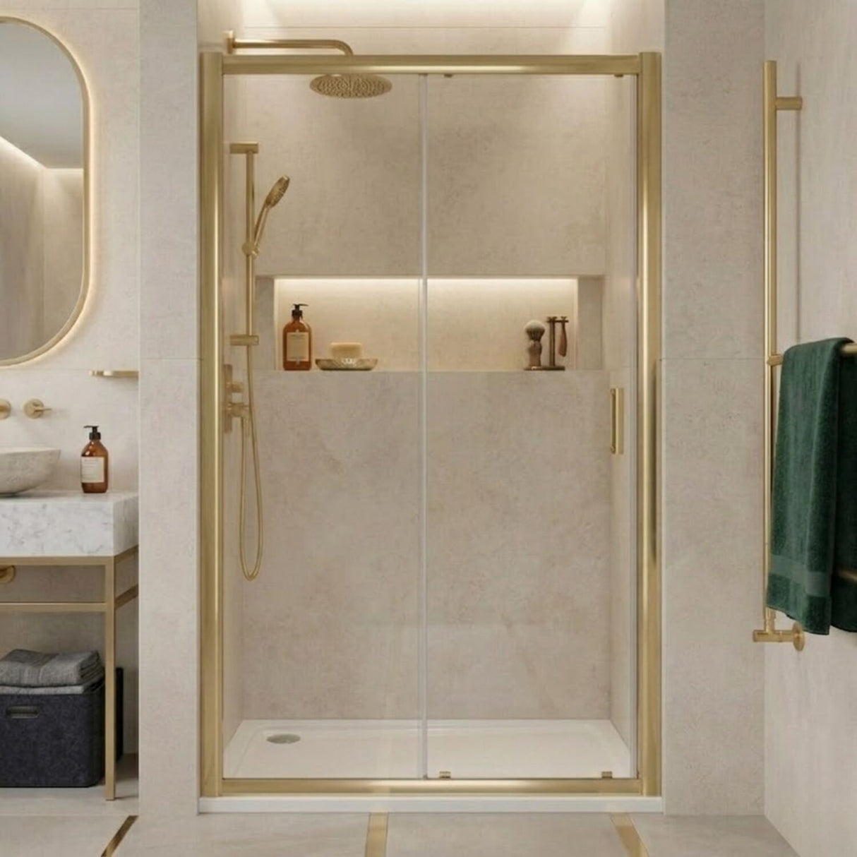 [BELUSL14BB-E8] Ellenhall 8mm Toughened Safety Glass Sliding Shower Door, 1900mm Height - Choice of Size and Finish - Silo