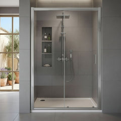 [BELUSL17-E8] Ellenhall 8mm Toughened Safety Glass Sliding Shower Door, 1900mm Height - Choice of Size and Finish - Silo