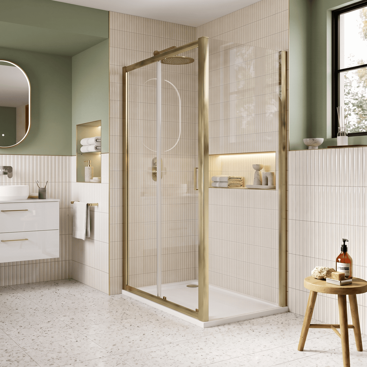 [BELUSL17BB-E8] Ellenhall 8mm Toughened Safety Glass Sliding Shower Door, 1900mm Height - Choice of Size and Finish - Lifestyle 2