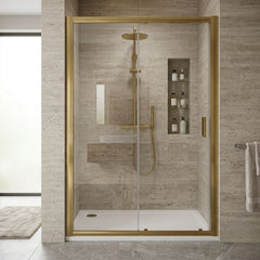[BELUSL17BB-E8] Ellenhall 8mm Toughened Safety Glass Sliding Shower Door, 1900mm Height - Choice of Size and Finish - Silo