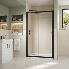 [BELUSL17BP-E8] Ellenhall 8mm Toughened Safety Glass Sliding Shower Door, 1900mm Height - Choice of Size and Finish - Lifestyle 1