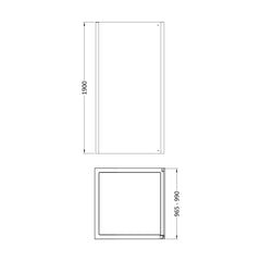 [BELUSP10BB-E8] Ellenhall 8mm Toughened Safety Glass Shower Side Panel, 1900mm Height - Choice of Size and Finish - Technical Drawing
