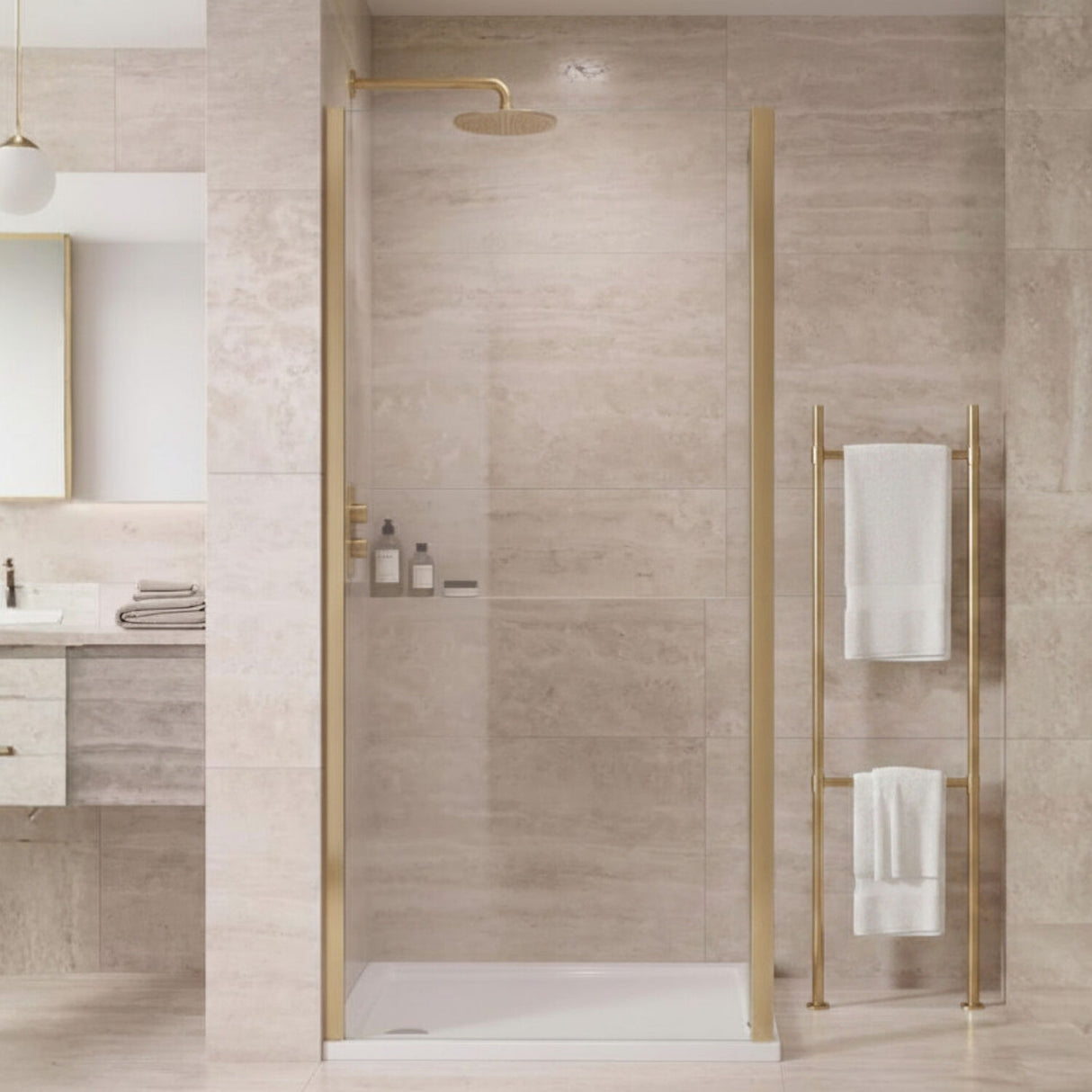 [BELUSP90BB-E8] Ellenhall 8mm Toughened Safety Glass Shower Side Panel, 1900mm Height - Choice of Size and Finish - Silo