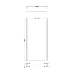 [BEOF1000BB] Enson 8mm Toughened Safety Glass Outer Frame Wetroom Screen with Support Arm, H: 1950mm, Choice of Size and Colour - Technical Drawing