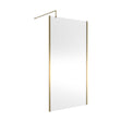 [BEOF1100BB] Balterley Contemporary Bathroom 8mm Glass Outer Framed Wetroom Screen with Support Bar, Brushed Brass, 1950 x 1100 x 14mm - Cutout