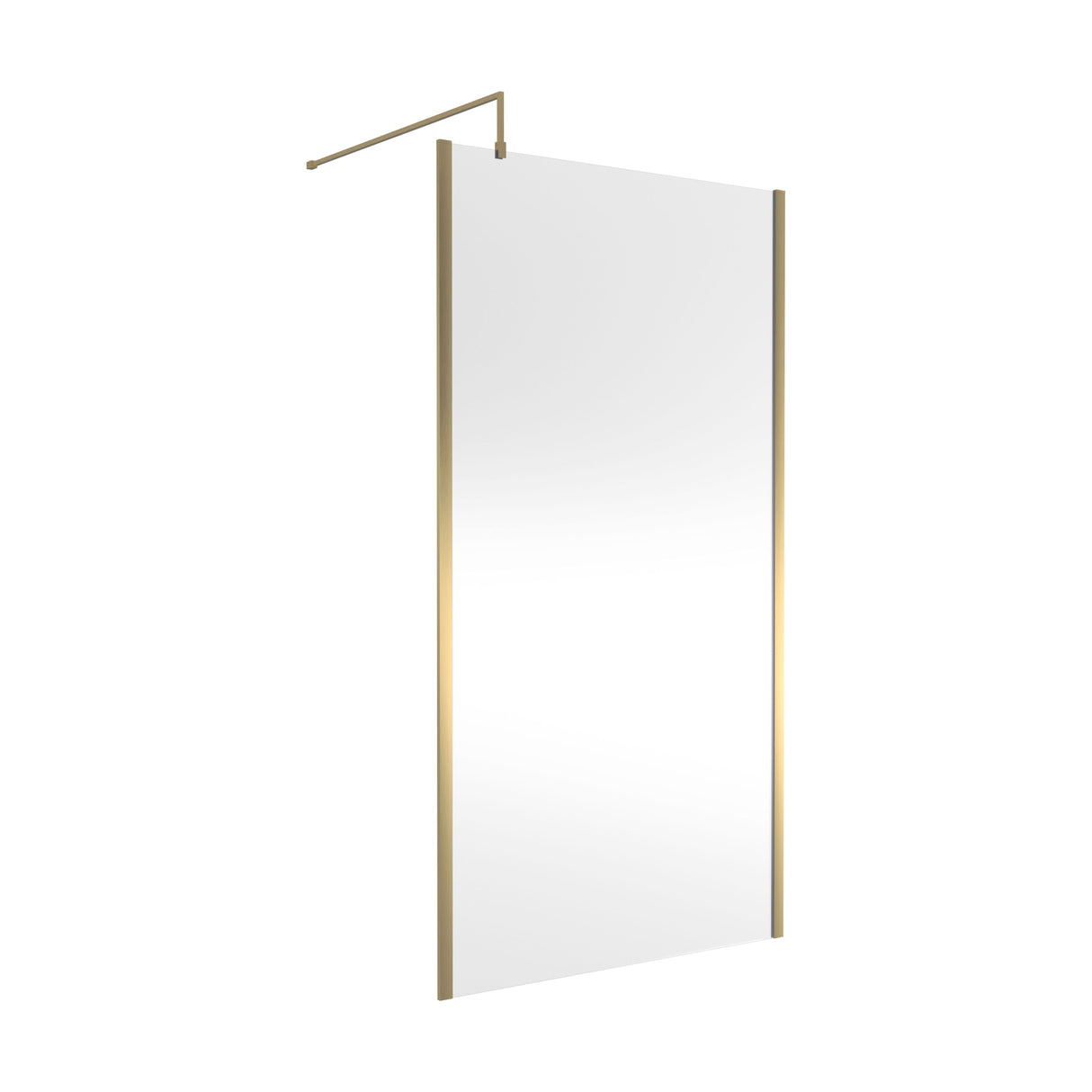 [BEOF1100BB] Balterley Contemporary Bathroom 8mm Glass Outer Framed Wetroom Screen with Support Bar, Brushed Brass, 1950 x 1100 x 14mm - Cutout