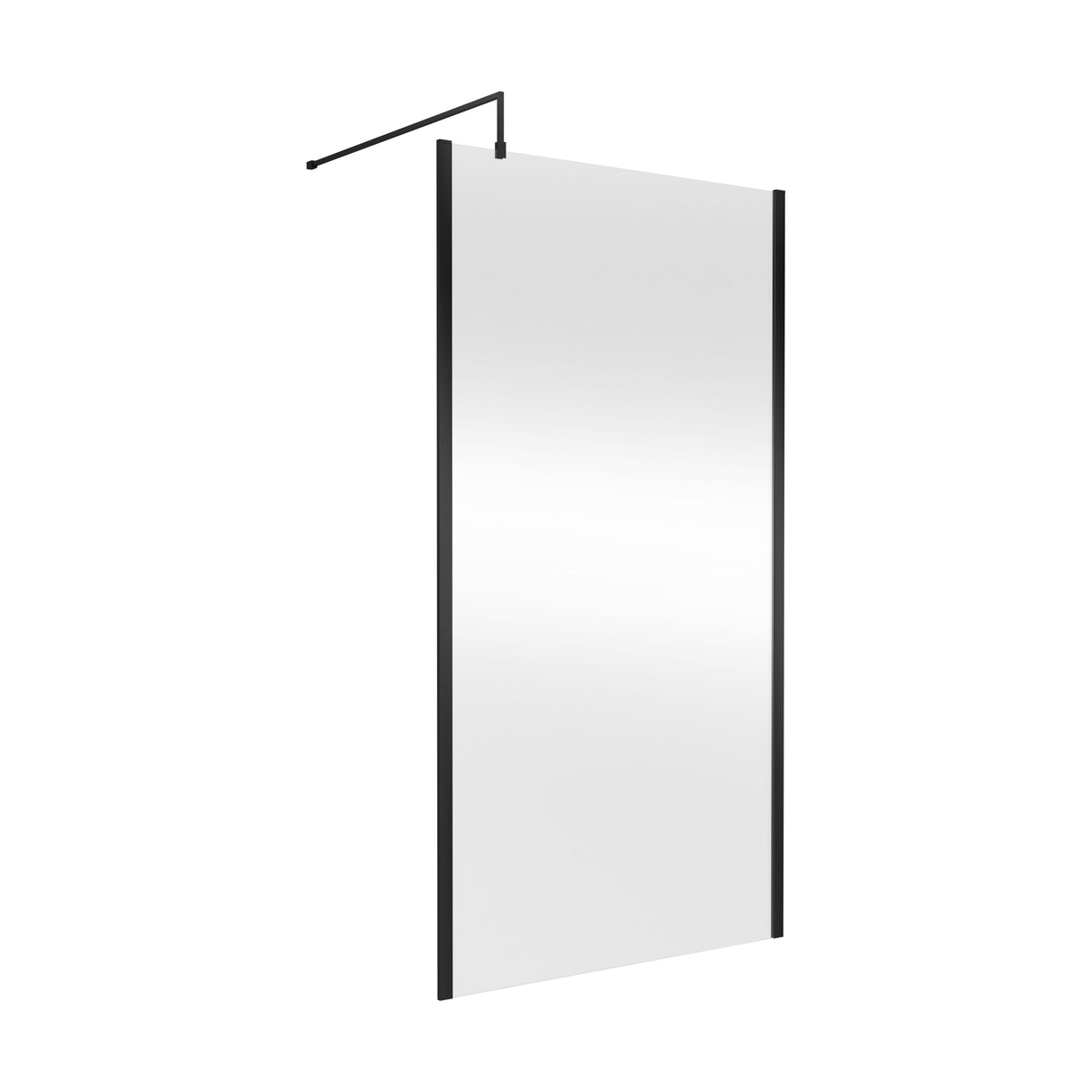 [BEOF1100MB] Balterley Contemporary Bathroom 8mm Glass Outer Framed Wetroom Screen with Support Bar, Matt Black, 1950 x 1100 x 14mm - Cutout