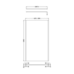 [BEOF1100MB] Enson 8mm Toughened Safety Glass Outer Frame Wetroom Screen with Support Arm, H: 1950mm, Choice of Size and Colour - Technical Drawing