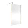 [BEOF1200BB] Balterley Contemporary Bathroom 8mm Glass Outer Framed Wetroom Screen with Support Bar, Brushed Brass, 1950 x 1200 x 14mm - Cutout