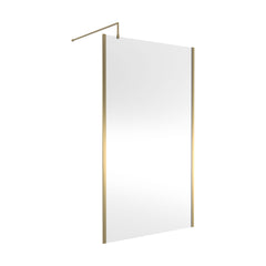 [BEOF1200BB] Balterley Contemporary Bathroom 8mm Glass Outer Framed Wetroom Screen with Support Bar, Brushed Brass, 1950 x 1200 x 14mm - Cutout