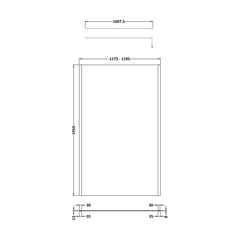 [BEOF1200BB] Enson 8mm Toughened Safety Glass Outer Frame Wetroom Screen with Support Arm, H: 1950mm, Choice of Size and Colour - Technical Drawing