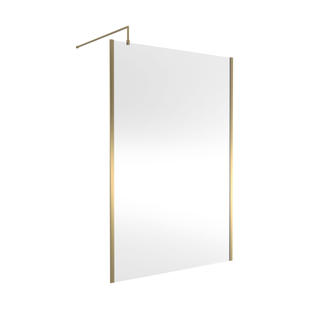 [BEOF1400BB] Balterley Contemporary Bathroom 8mm Glass Outer Framed Wetroom Screen with Support Bar, Brushed Brass, 1950 x 1400 x 14mm - Cutout