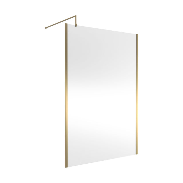 [BEOF1400BB] Balterley Contemporary Bathroom 8mm Glass Outer Framed Wetroom Screen with Support Bar, Brushed Brass, 1950 x 1400 x 14mm - Cutout