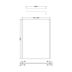 [BEOF1400BB] Enson 8mm Toughened Safety Glass Outer Frame Wetroom Screen with Support Arm, H: 1950mm, Choice of Size and Colour - Technical Drawing