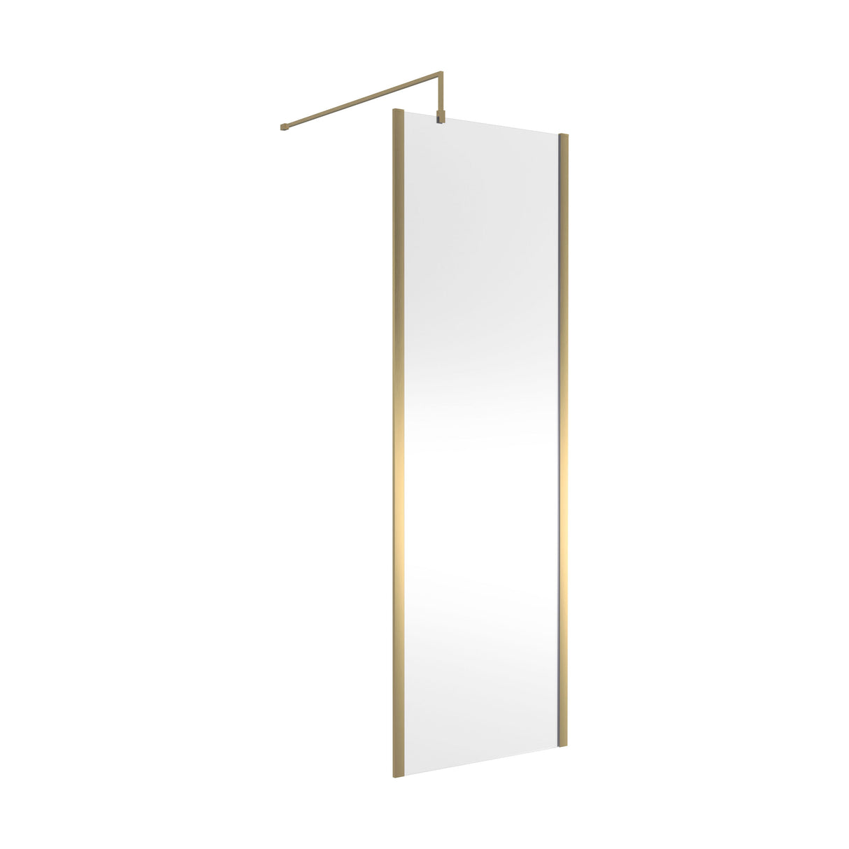 [BEOF700BB] Balterley Contemporary Bathroom 8mm Glass Outer Framed Wetroom Screen with Support Bar, Brushed Brass, 1950 x 700 x 14mm - Cutout