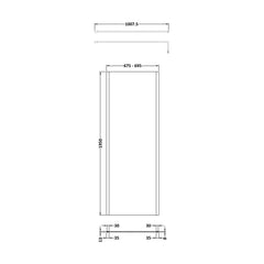 [BEOF700MB] Enson 8mm Toughened Safety Glass Outer Frame Wetroom Screen with Support Arm, H: 1950mm, Choice of Size and Colour - Technical Drawing