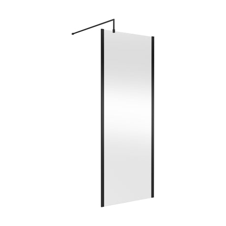 [BEOF800MB] Enson 8mm Toughened Safety Glass Outer Frame Wetroom Screen with Support Arm, H: 1950mm, Choice of Size and Colour - Cutout