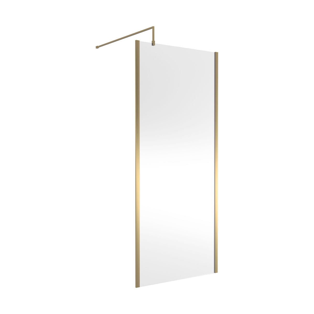 [BEOF900BB] Balterley Contemporary Bathroom 8mm Glass Outer Framed Wetroom Screen with Support Bar, Brushed Brass, 1950 x 900 x 14mm - Cutout
