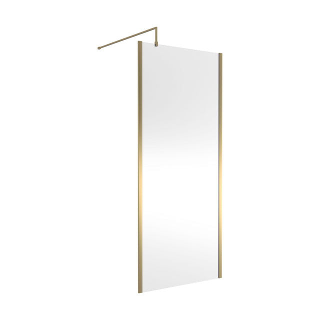 [BEOF900BB] Balterley Contemporary Bathroom 8mm Glass Outer Framed Wetroom Screen with Support Bar, Brushed Brass, 1950 x 900 x 14mm - Cutout