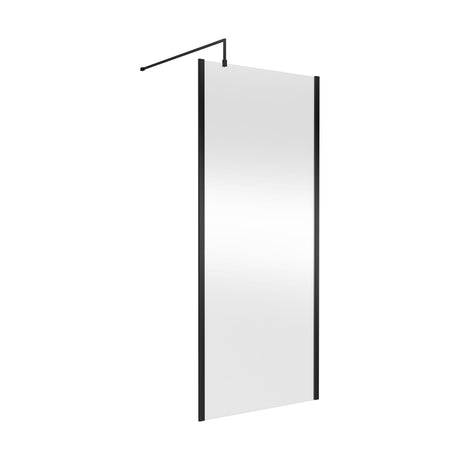 [BEOF900MB] Enson 8mm Toughened Safety Glass Outer Frame Wetroom Screen with Support Arm, H: 1950mm, Choice of Size and Colour - Cutout