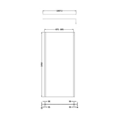 [BEOF900MB] Enson 8mm Toughened Safety Glass Outer Frame Wetroom Screen with Support Arm, H: 1950mm, Choice of Size and Colour - Technical Drawing