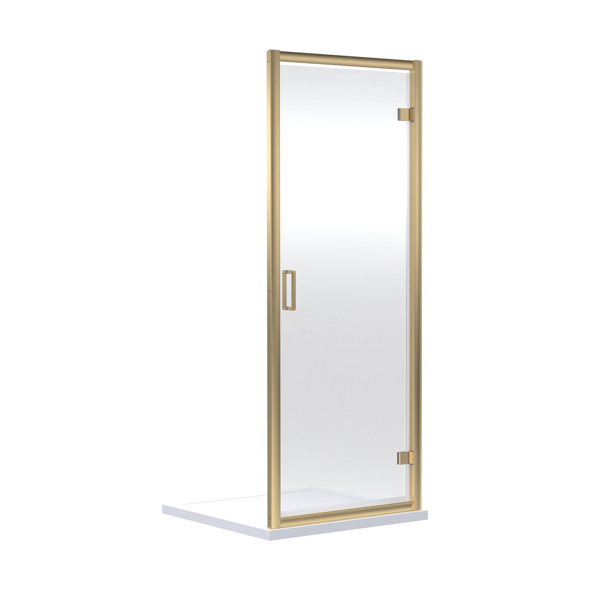 [BERUHD70BB] 6mm Toughened Safety Glass Reversible Hinged Shower Door - 700mm - Brushed Brass - Cutout