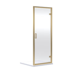 [BERUHD70BB] 6mm Toughened Safety Glass Reversible Hinged Shower Door - 700mm - Brushed Brass - Cutout