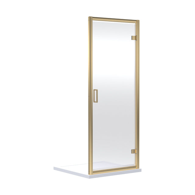 [BERUHD70BB] 6mm Toughened Safety Glass Reversible Hinged Shower Door - 700mm - Brushed Brass - Cutout
