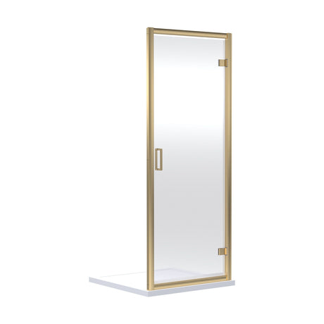 [BERUHD80BB] 6mm Toughened Safety Glass Reversible Hinged Shower Door - 800mm - Brushed Brass - Cutout