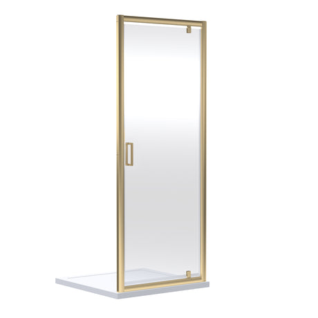 [BERUPD76BB] Contemporary 6mm Toughened Safety Glass Reversible Pivot Shower Door, H: 1850mm, Choice of Size and Colour - Cutout