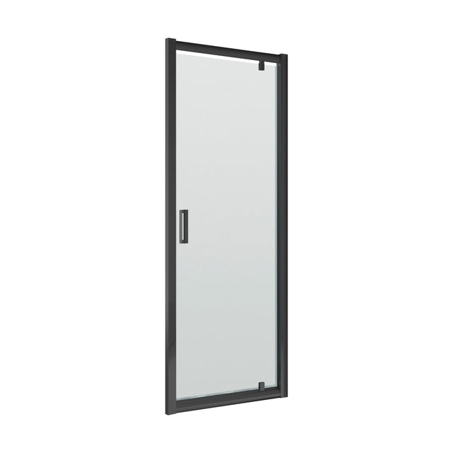 [BERUPD76BP] 6mm Toughened Safety Glass Reversible Pivot Shower Door - 760mm - Black - Cutout