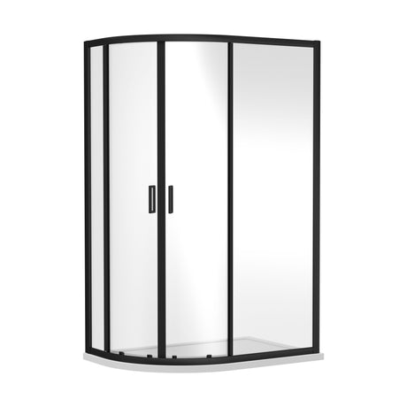 [BERUQ128BP] Contemporary 6mm Toughened Safety Glass Offset Quadrant Shower Enclosure, H: 1850mm, Choice of Size and Colour - Cutout