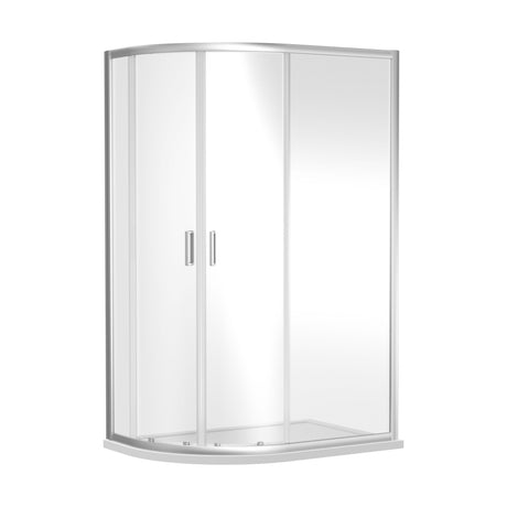 [BERUQ128] Contemporary 6mm Toughened Safety Glass Offset Quadrant Shower Enclosure, H: 1850mm, Choice of Size and Colour - Cutout