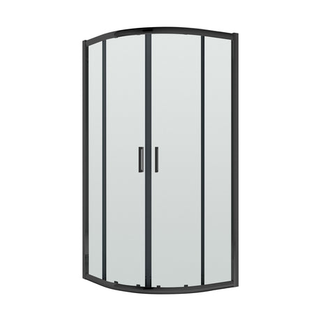 [BERUQ80BP] Quadrant 6mm Toughened Safety Glass Shower Enclosure - 800mm x 800mm - Black - Cutout