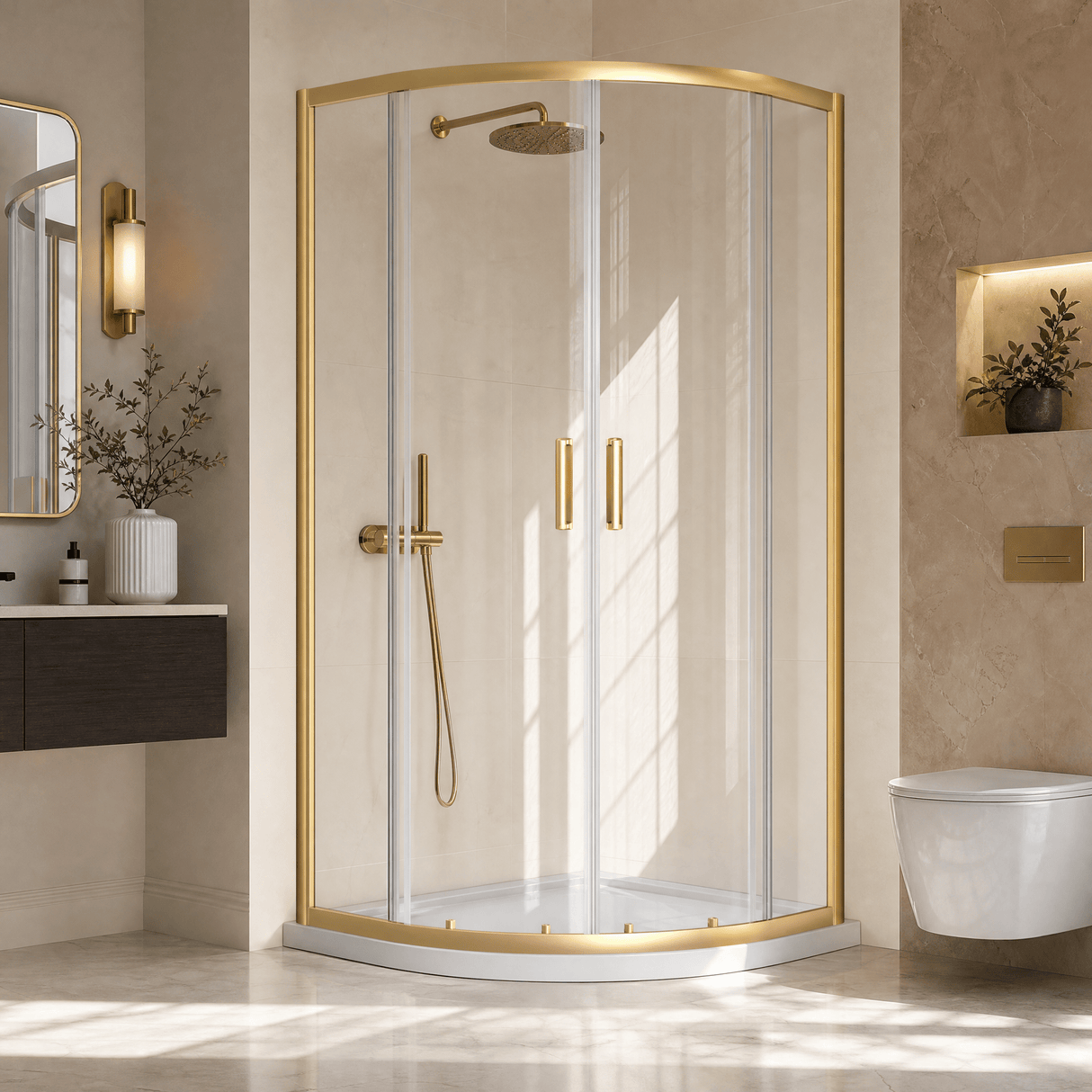 [BERUQ90BB] Contemporary 6mm Toughened Safety Glass Quadrant Shower Enclosure, H: 1850mm, Choice of Size and Colour - Silo