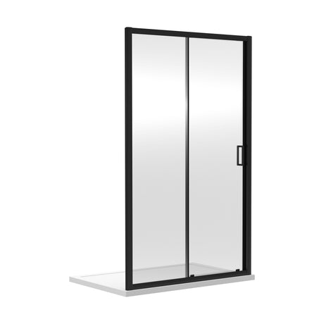 [BERUSL10BP] 6mm Toughened Safety Glass Reversible Sliding Shower Door - 1000mm - Black - Cutout