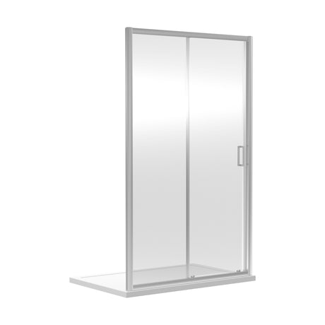 [BERUSL10] 6mm Toughened Safety Glass Reversible Sliding Shower Door - 1000mm - Chrome - Cutout