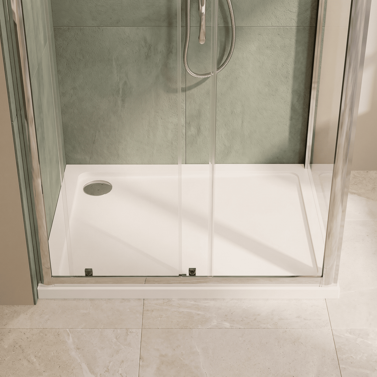[BERUSL10] Almington 6mm Toughened Safety Glass Reversible Sliding Shower Door, H: 1850mm, Choice of Size and Colour