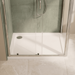 [BERUSL10] Almington 6mm Toughened Safety Glass Reversible Sliding Shower Door, H: 1850mm, Choice of Size and Colour