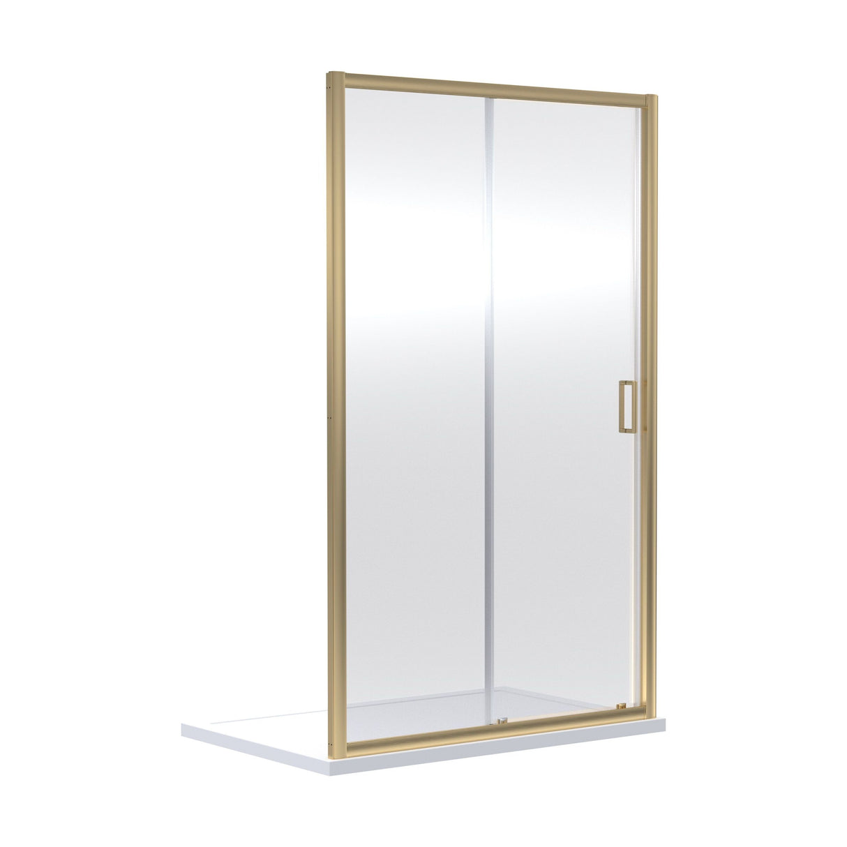[BERUSL14BB] 6mm Toughened Safety Glass Reversible Sliding Shower Door - 1400mm - Brushed Brass - Cutout