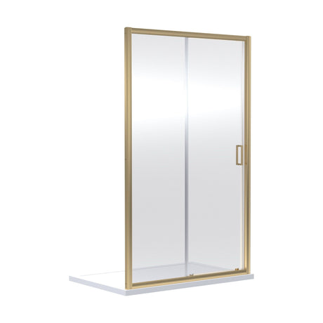 [BERUSL14BB] 6mm Toughened Safety Glass Reversible Sliding Shower Door - 1400mm - Brushed Brass - Cutout