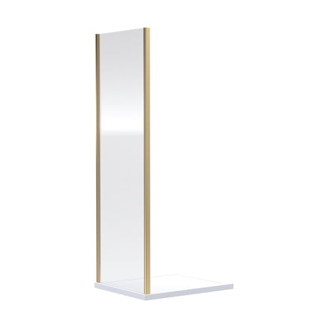 [BERUSP70BB] 6mm Toughened Safety Glass Reversible Shower Side Panel - 700mm - Brushed Brass - Cutout
