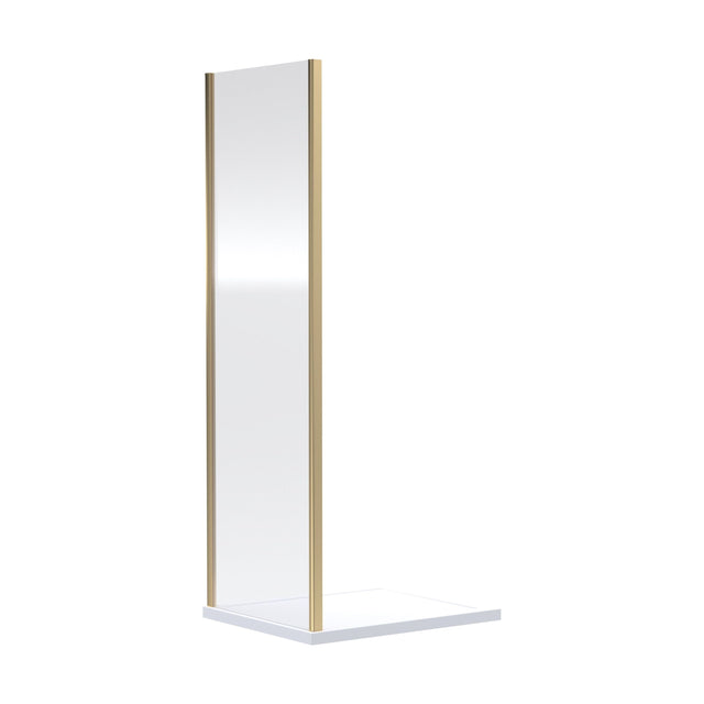 [BERUSP70BB] 6mm Toughened Safety Glass Reversible Shower Side Panel - 700mm - Brushed Brass - Cutout