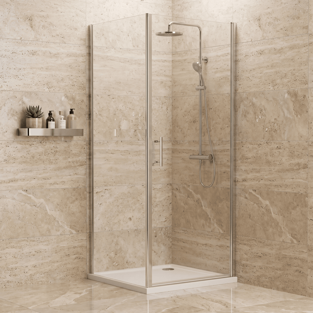[BERUSP80] Almington 6mm Toughened Safety Glass Reversible Shower Side Panel, Choice of Size and Colour - Studio Shot