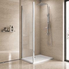 [BERUSP90] Almington 6mm Toughened Safety Glass Reversible Shower Side Panel, Choice of Size and Colour - Studio Shot